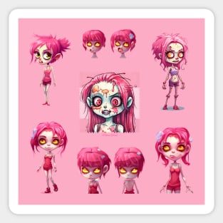 Haloween Zombie Girls, Pink Sticker